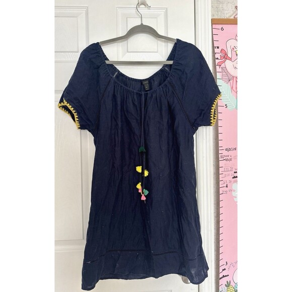 J. Crew Dresses & Skirts - J.Crew Womens Medium Dark Blue Mini Dress Linen Blend
